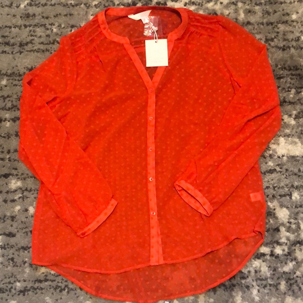 New w/ tags Lauren Conrad red button down blouse